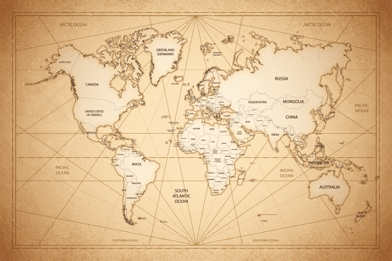 卧室乙烯基地毯世界地图艺术 - TenStickers