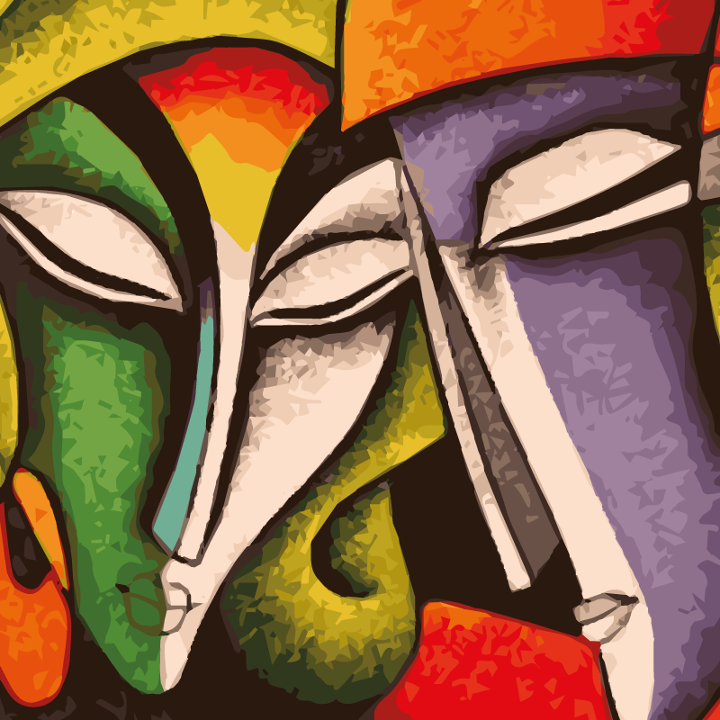 卧室乙烯基地毯生动抽象肖像 - TenStickers