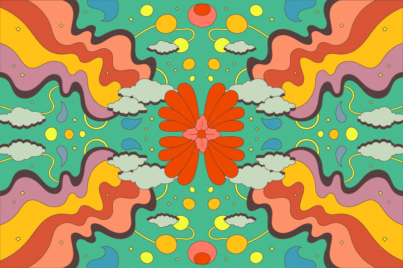 乙烯基地毯特性绚丽花卉波浪 - TenStickers