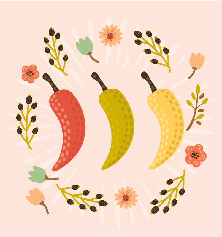 乙烯基厨房地毯色彩缤纷的辣椒 - TenStickers