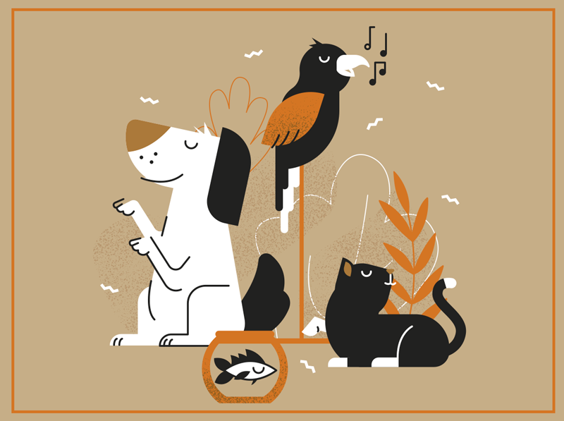 乙烯基地毯动物米色宠物插图 - TenStickers