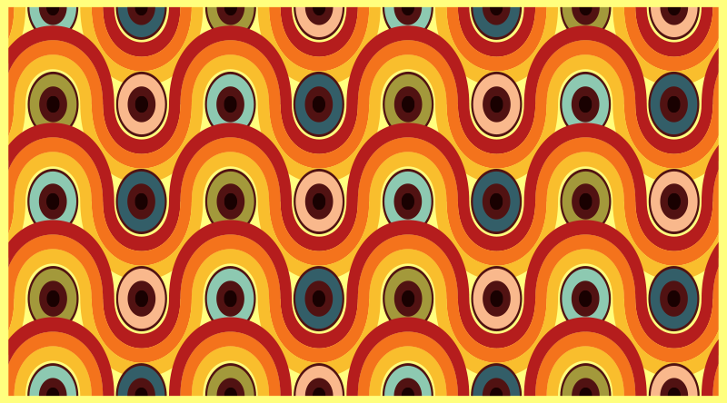 乙烯基复古地毯色彩丰富的波浪图案 - TenStickers