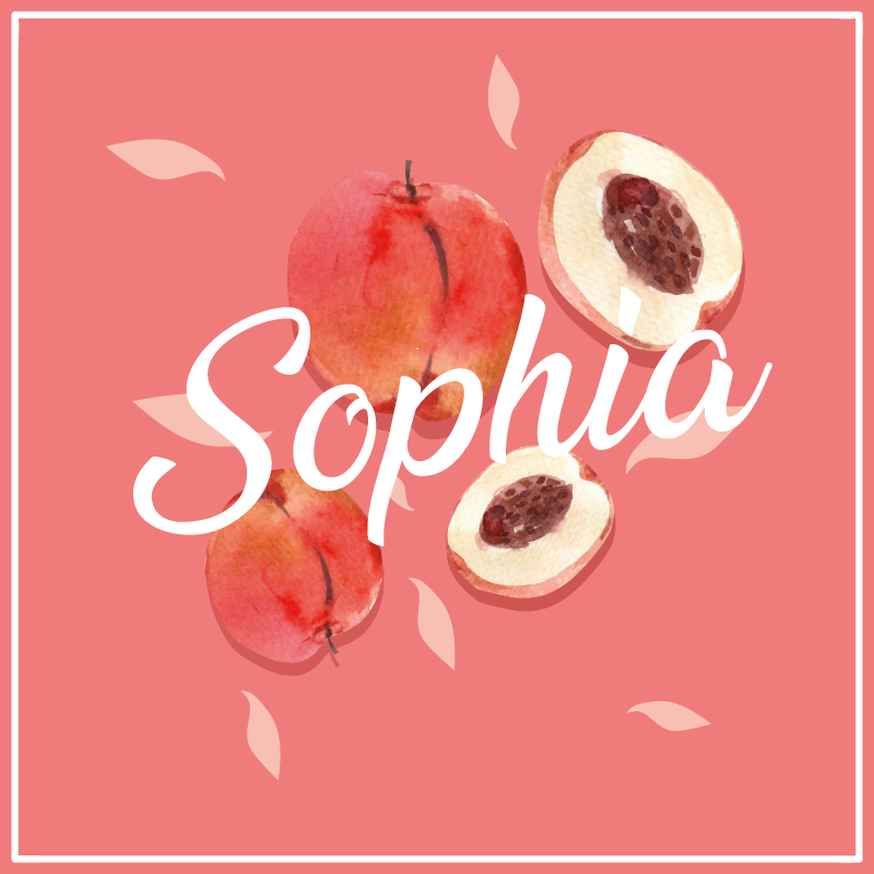 乙烯基地毯 粉色桃子定制名称 - TenStickers