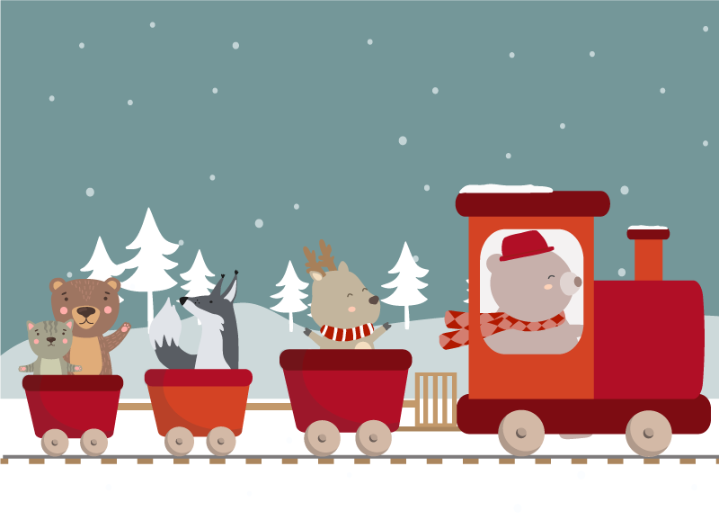 乙烯基地毯动物列车冒险 - TenStickers