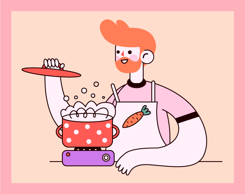 乙烯基厨房地毯 红发男士烹饪 - TenStickers