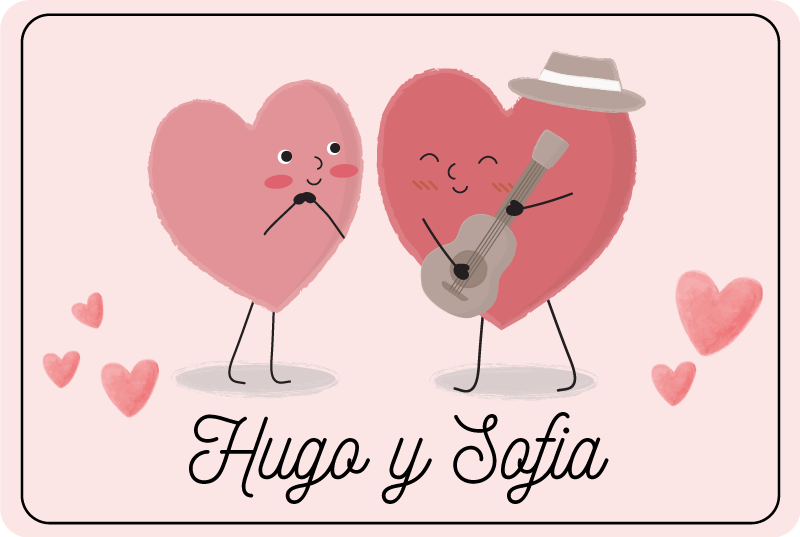 卧室乙烯基地毯双心定制名字款 - TenStickers