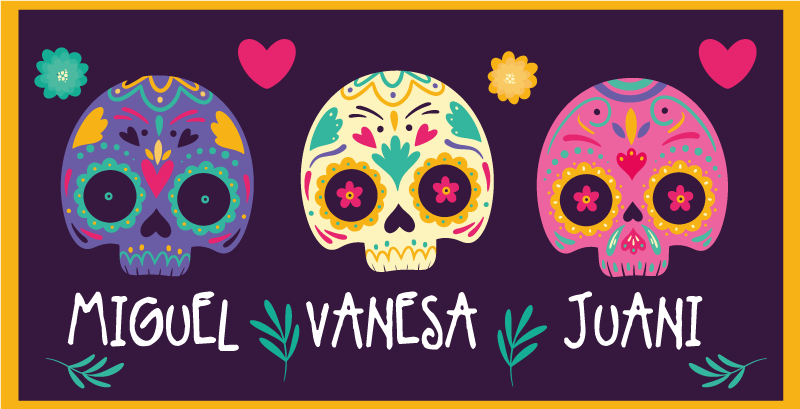 乙烯基地毯入口大厅定制彩色骷髅图案 - TenStickers