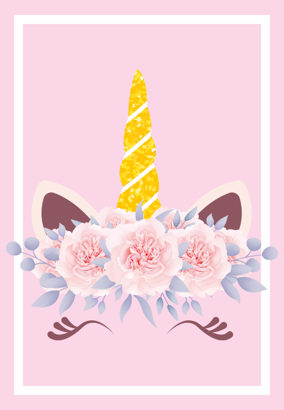 乙烯基地毯 儿童 独角兽花卉魔法 - TenStickers