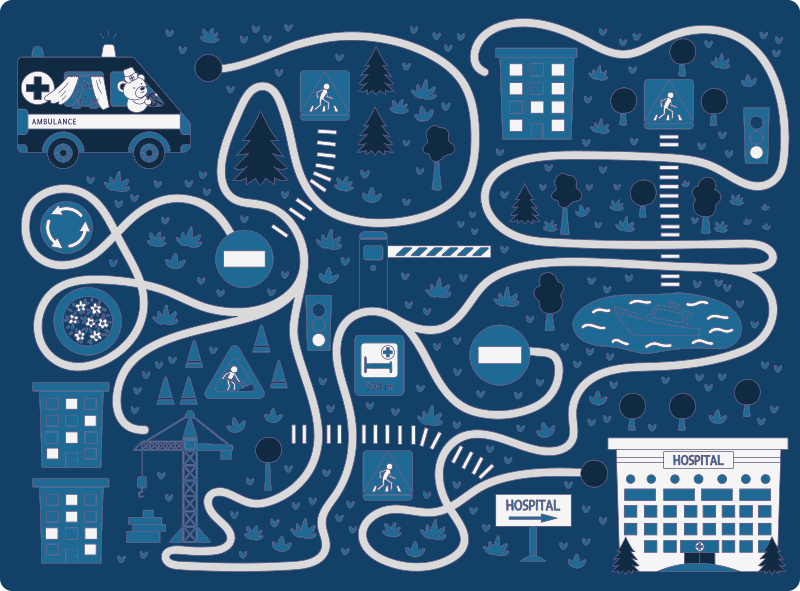 乙烯基地毯道路蓝色城市地图 - TenStickers