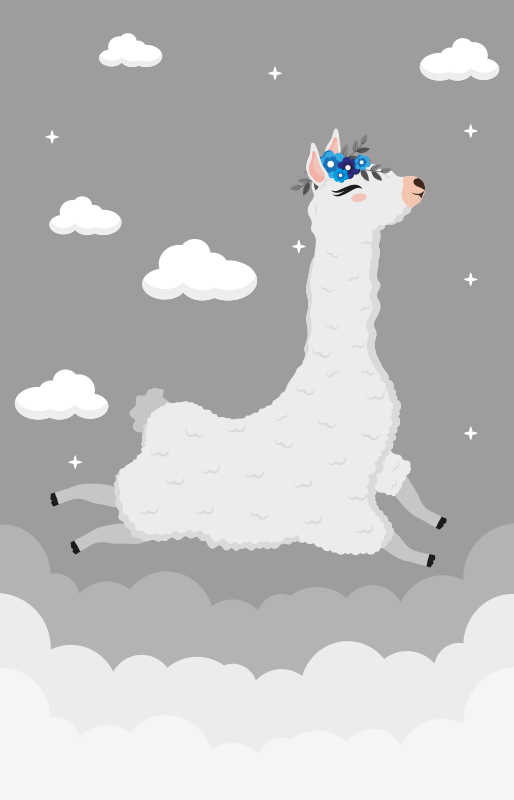 乙烯基地毯 儿童 活泼的羊驼幻想 - TenStickers