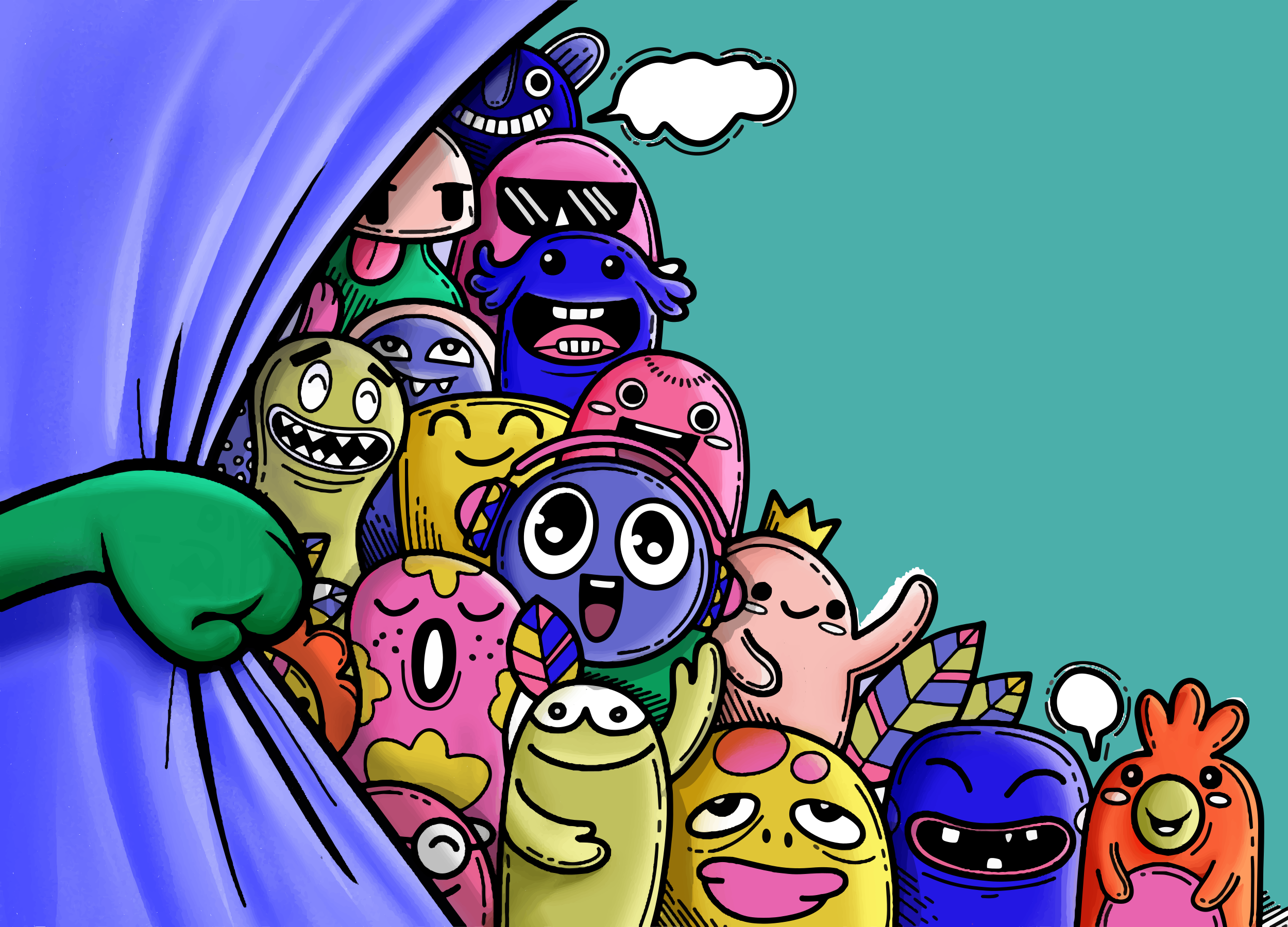 乙烯基地毯色彩丰富的怪兽角色 - TenStickers