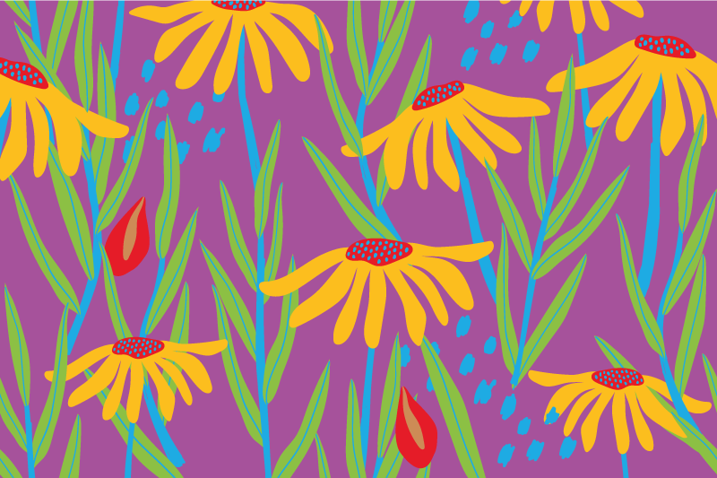 乙烯基花草地毯紫色植物排列 - TenStickers