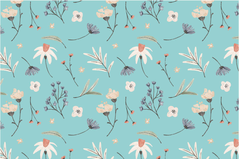 乙烯基花草地毯盛开的花卉图案 - TenStickers