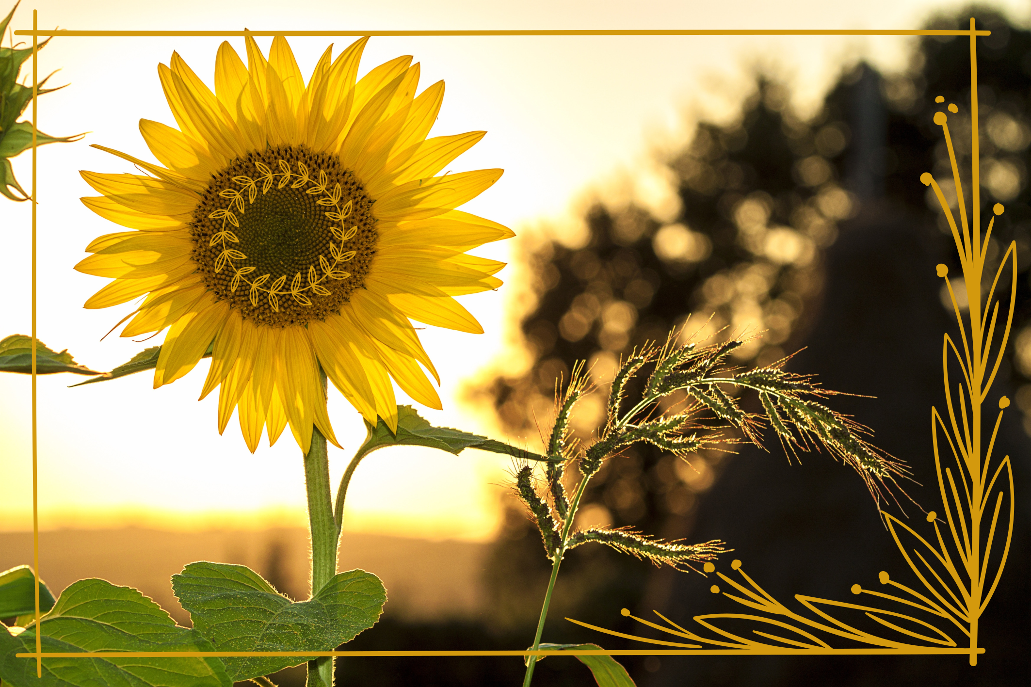 乙烯基花草地毯向日葵绽放 - TenStickers