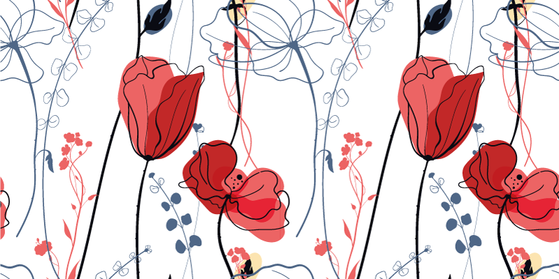 乙烯基花草地毯绯红花瓣优雅 - TenStickers