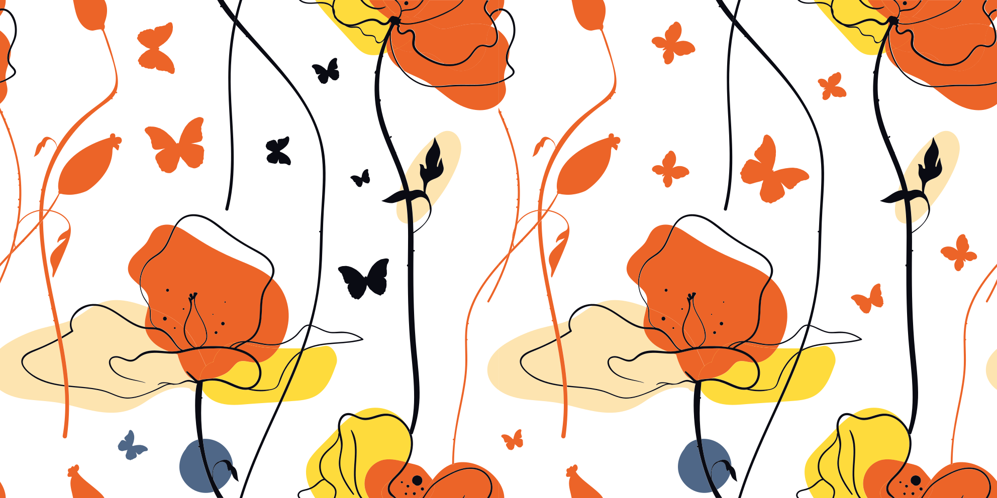 乙烯基花草地毯简约蝴蝶图案 - TenStickers