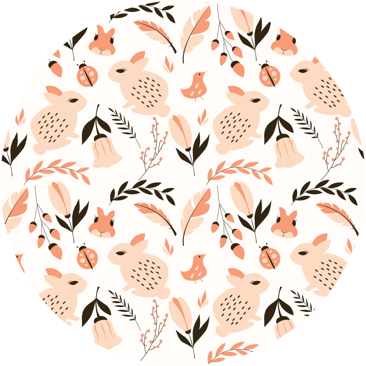 乙烯基地毯 儿童 温柔兔子花卉 - TenStickers