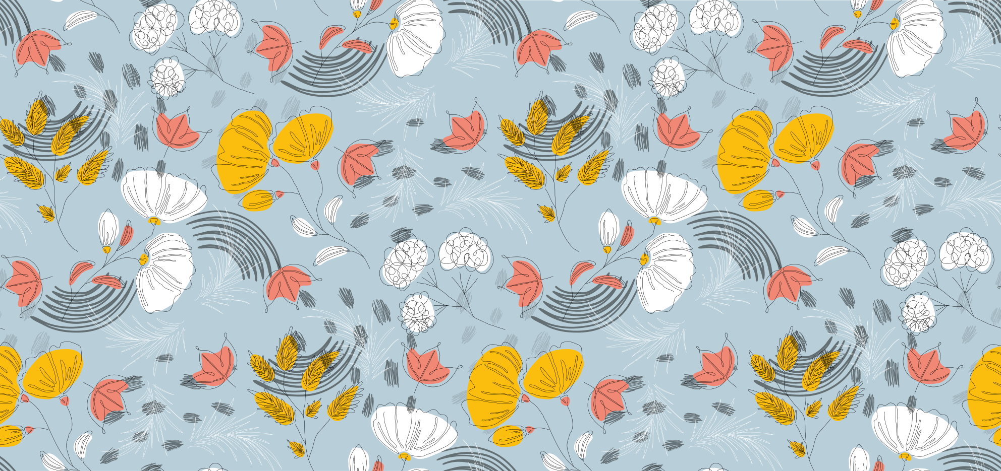 乙烯基花草地毯蓝色图案绽放 - TenStickers