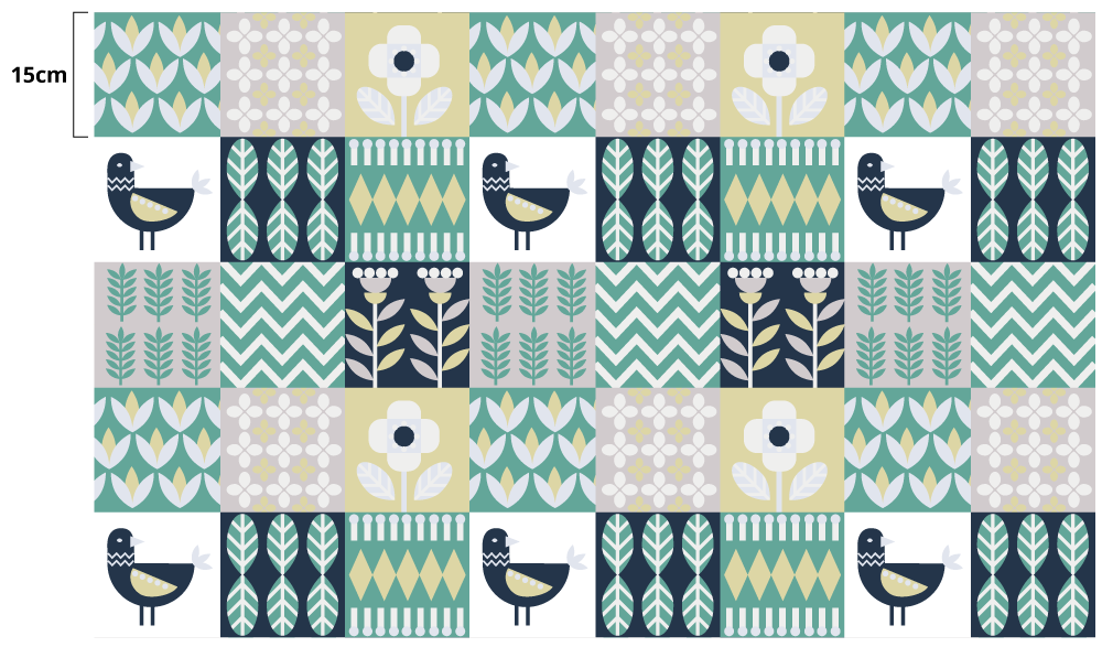 乙烯基地毯 色彩斑斓的鸟类图案 - TenStickers