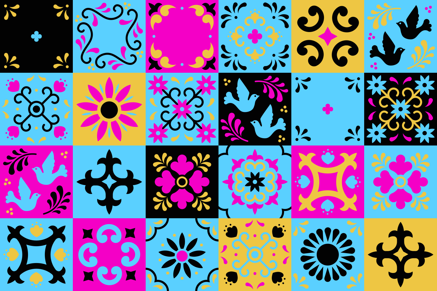 乙烯基地毯镶嵌色彩丰富的图案马赛克 - TenStickers