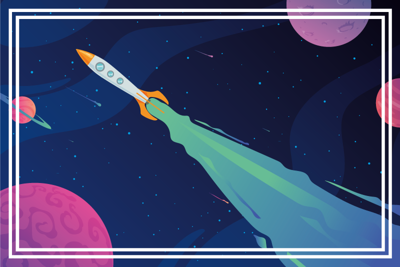 乙烯基地毯星星 太空飞船在轨道上 - TenStickers