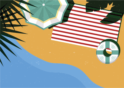 乙烯基地毯特性适合海滩野餐场景 - TenStickers