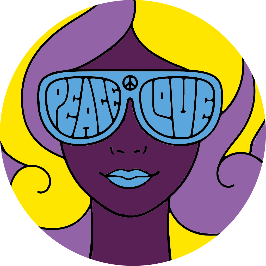 戴和平与爱眼镜复古地毯的女孩 - TenStickers