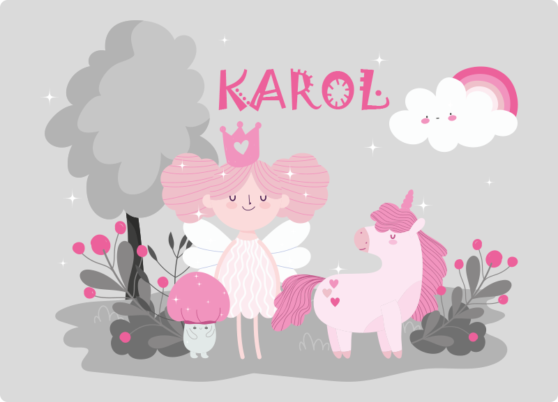 乙烯基地毯 梦幻童话场景定制名称 - TenStickers