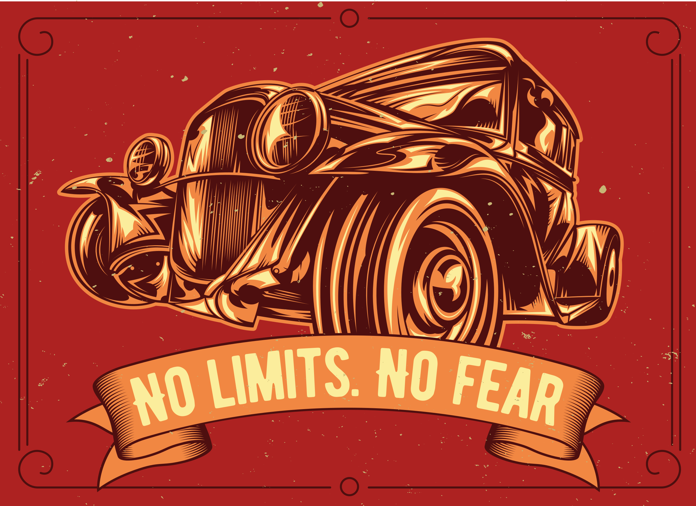 乙烯基地毯与经典汽车插图 - TenStickers