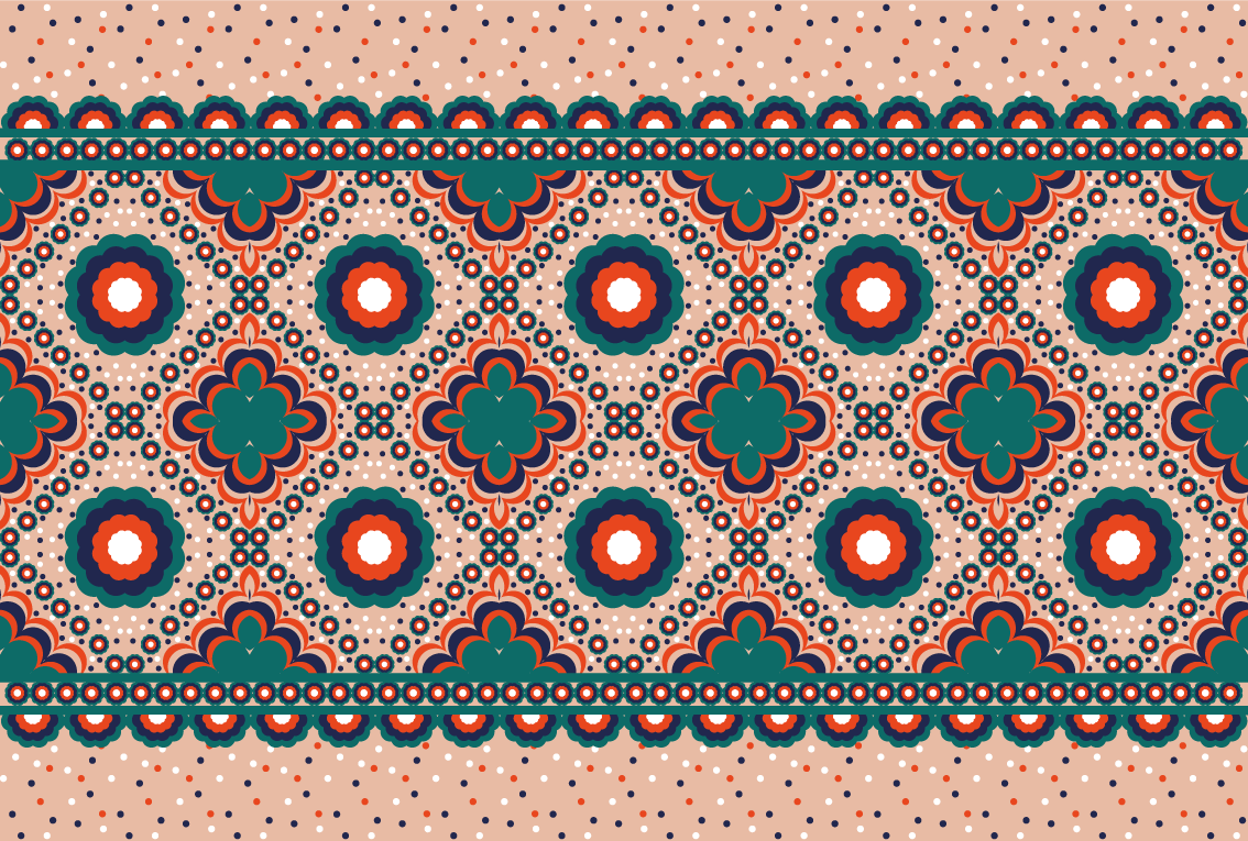 民族乙烯基地毯大胆花卉图案 - TenStickers