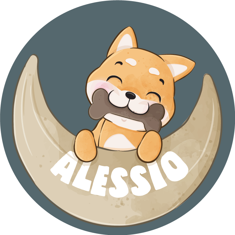 乙烯基地毯与骨头和名字的小狗 - TenStickers