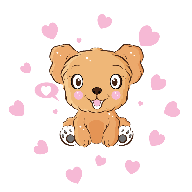 圆形乙烯基地毯可爱小狗插图 - TenStickers