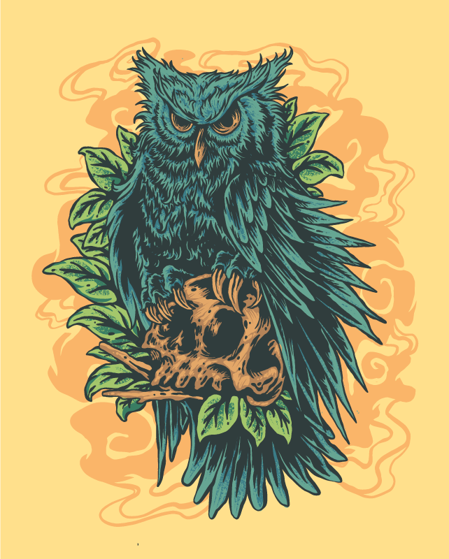 可怕的猫头鹰插画卧室地毯 - TenStickers