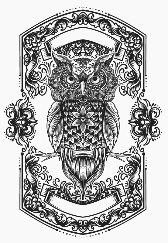 乙烯基地毯精美猫头鹰图案 - TenStickers