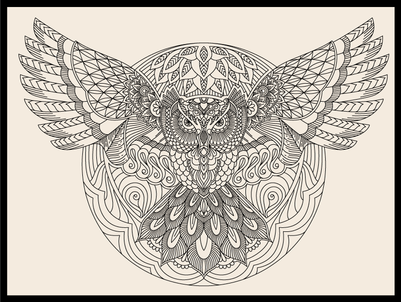 张开翅膀的黑色猫头鹰卧室地毯 - TenStickers