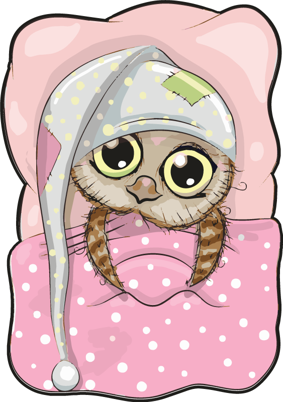 乙烯基地毯 儿童 可爱睡觉的猫头鹰 - TenStickers