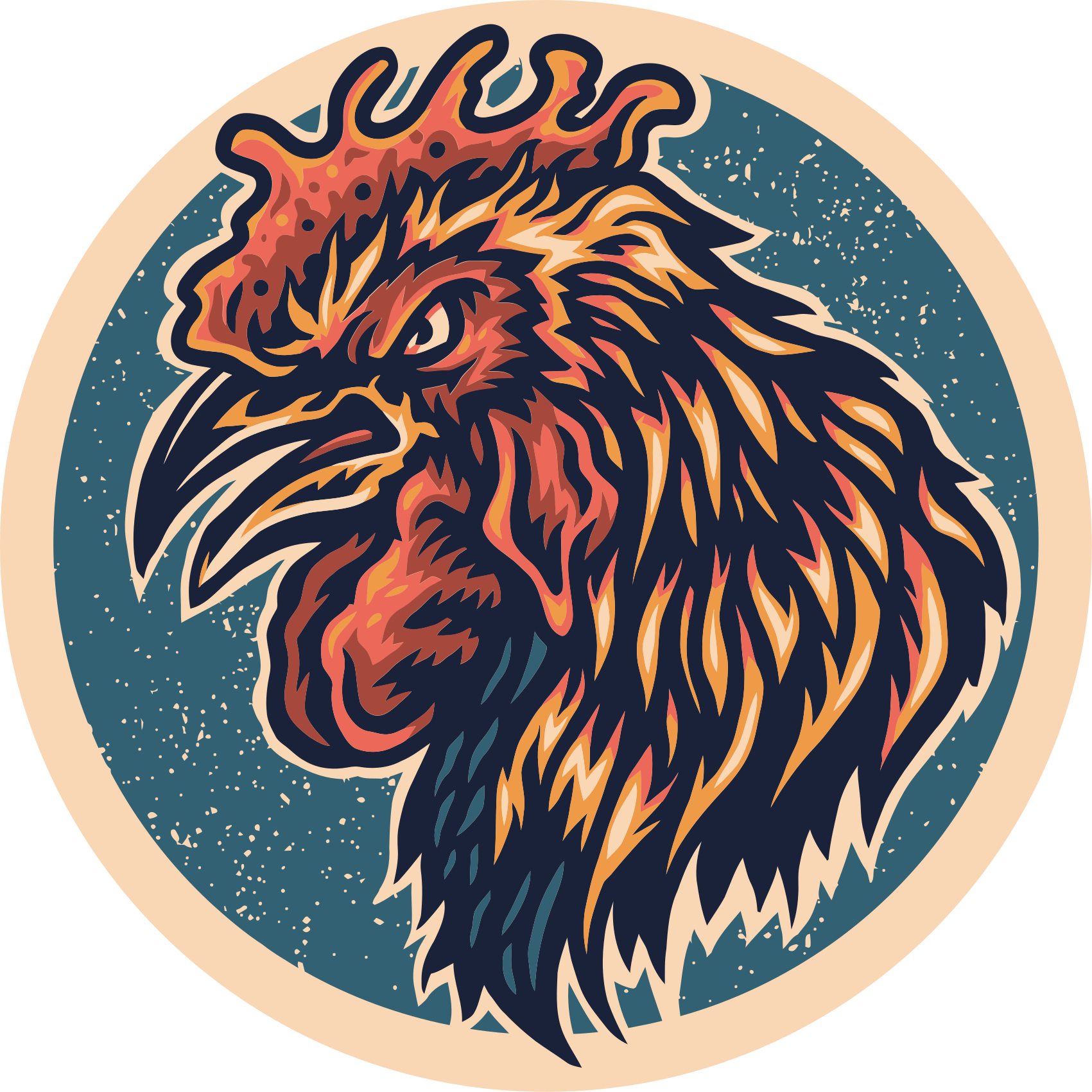 乙烯基地毯配公鸡头插图 - TenStickers