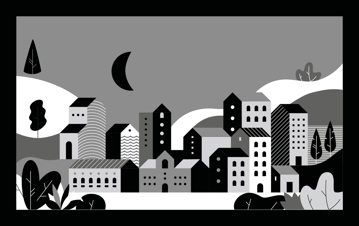 乙烯基地毯城市风景黑白款 - TenStickers