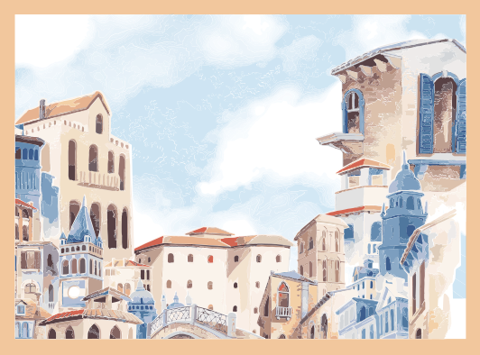 卧室乙烯基地毯，海岸城市风景 - TenStickers