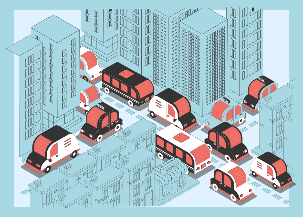 乙烯基地毯道路城市交通场景 - TenStickers