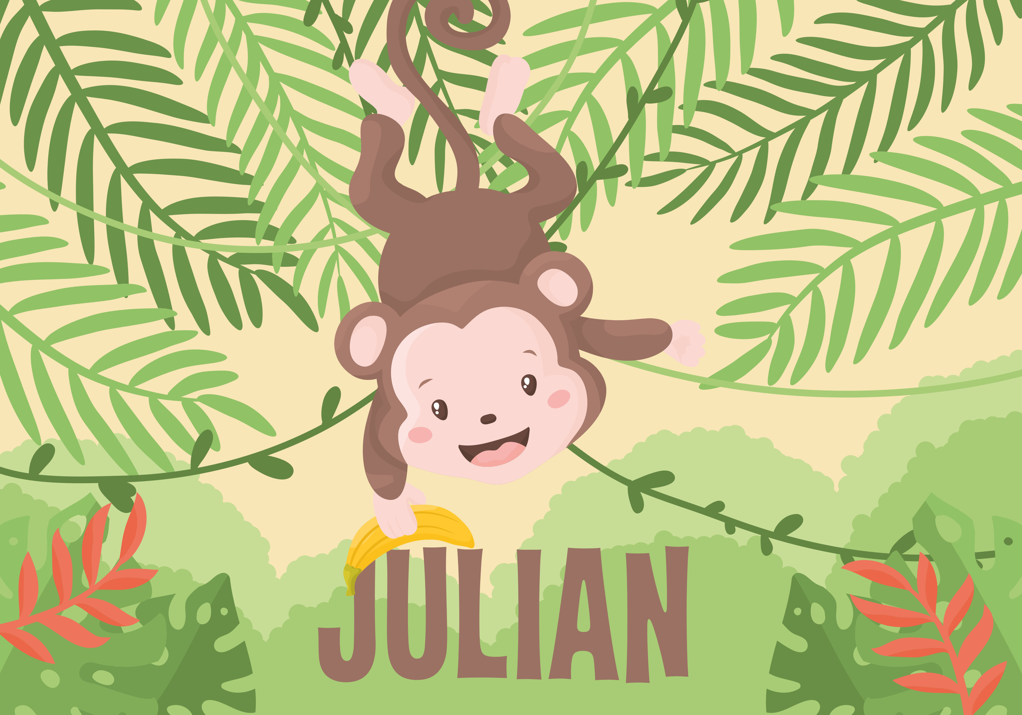 乙烯基地毯名称趣味猴子主题 - TenStickers