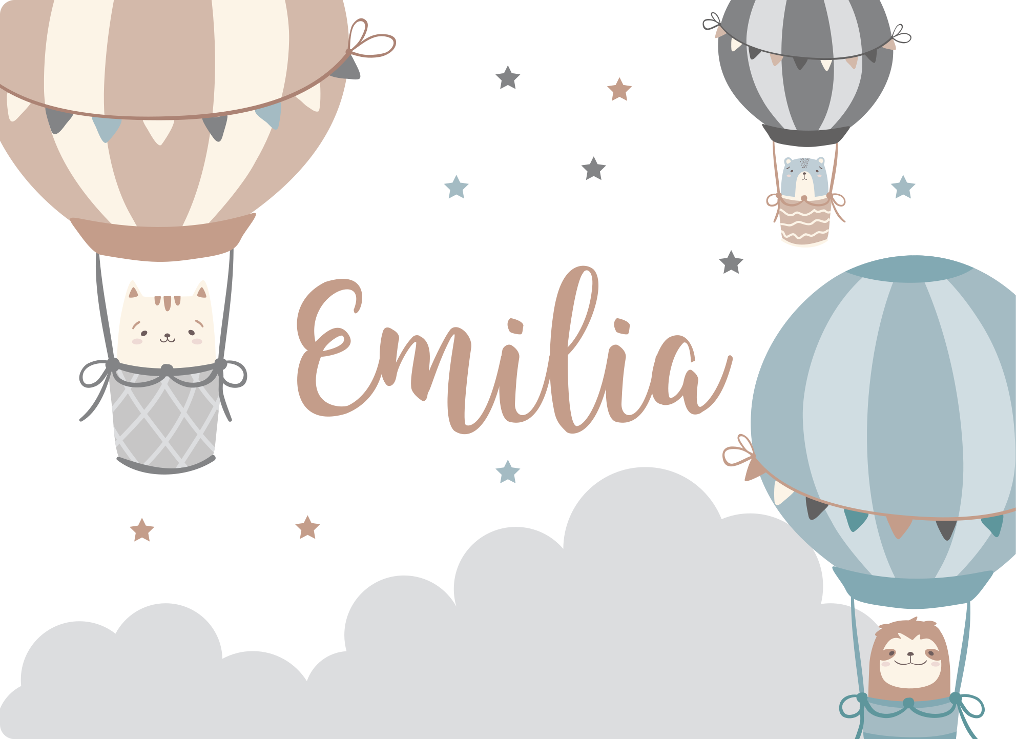 柔和的彩色气球个性化垫子 - TenStickers