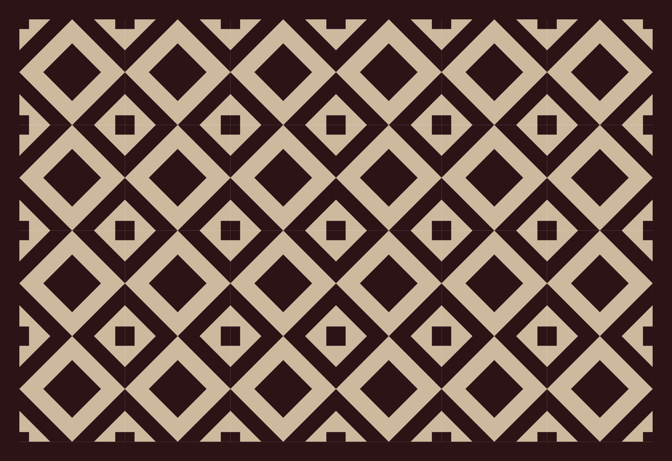 复古米色方格图案瓷砖地毯 - TenStickers