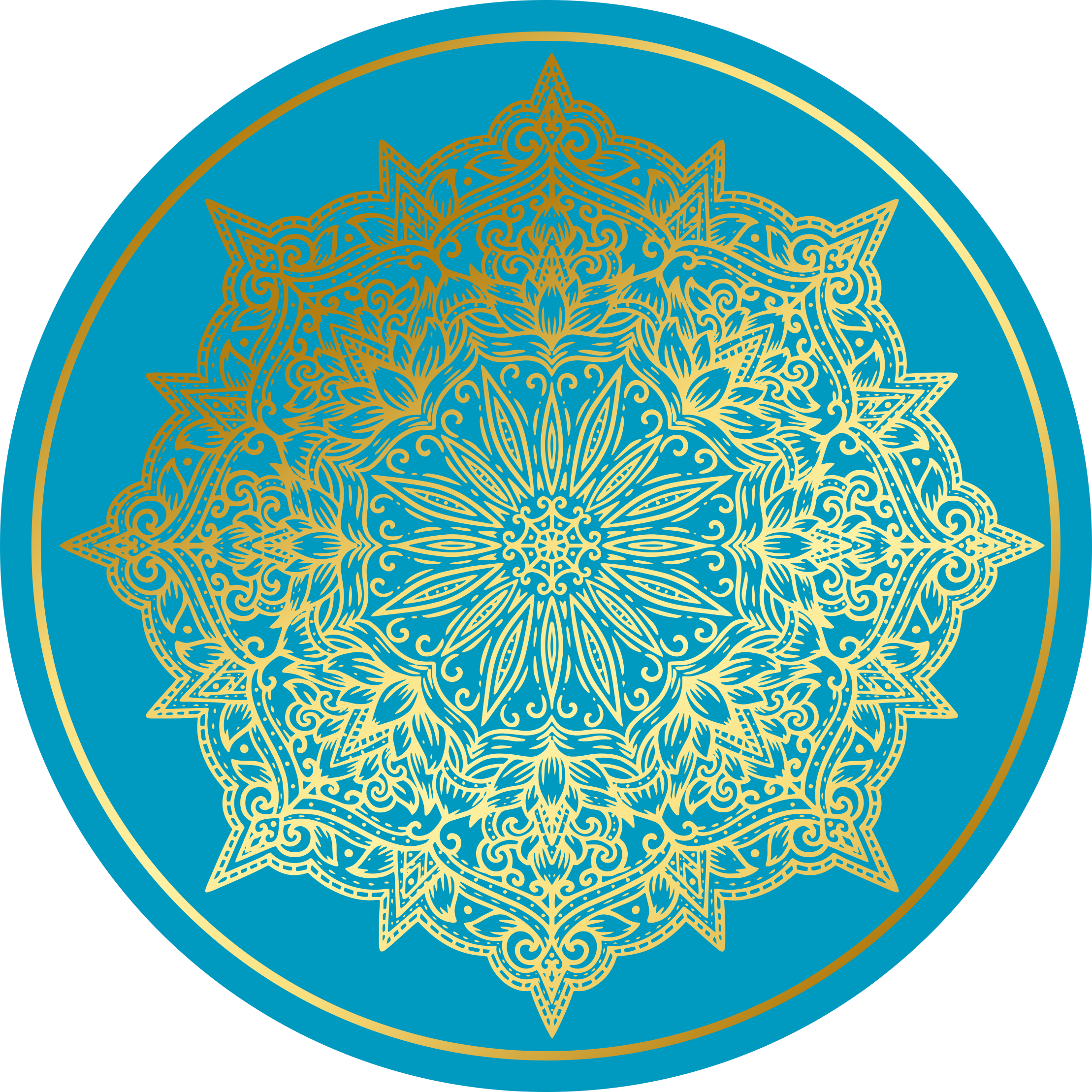 圆形乙烯基地毯与复杂曼荼罗艺术相结合 - TenStickers