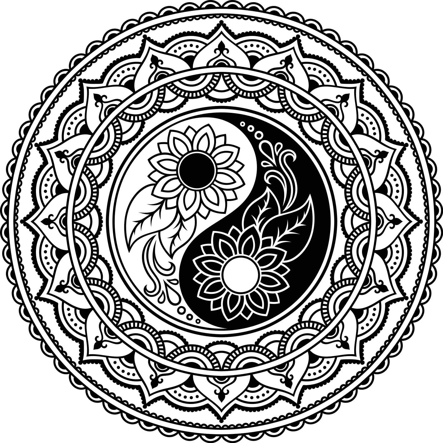 乙烯基地毯阴阳向日葵 - TenStickers