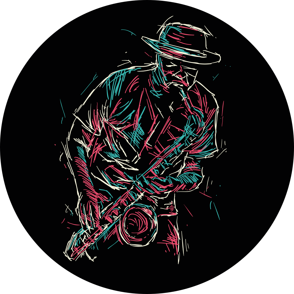 圆形乙烯基地毯适合爵士乐演出 - TenStickers