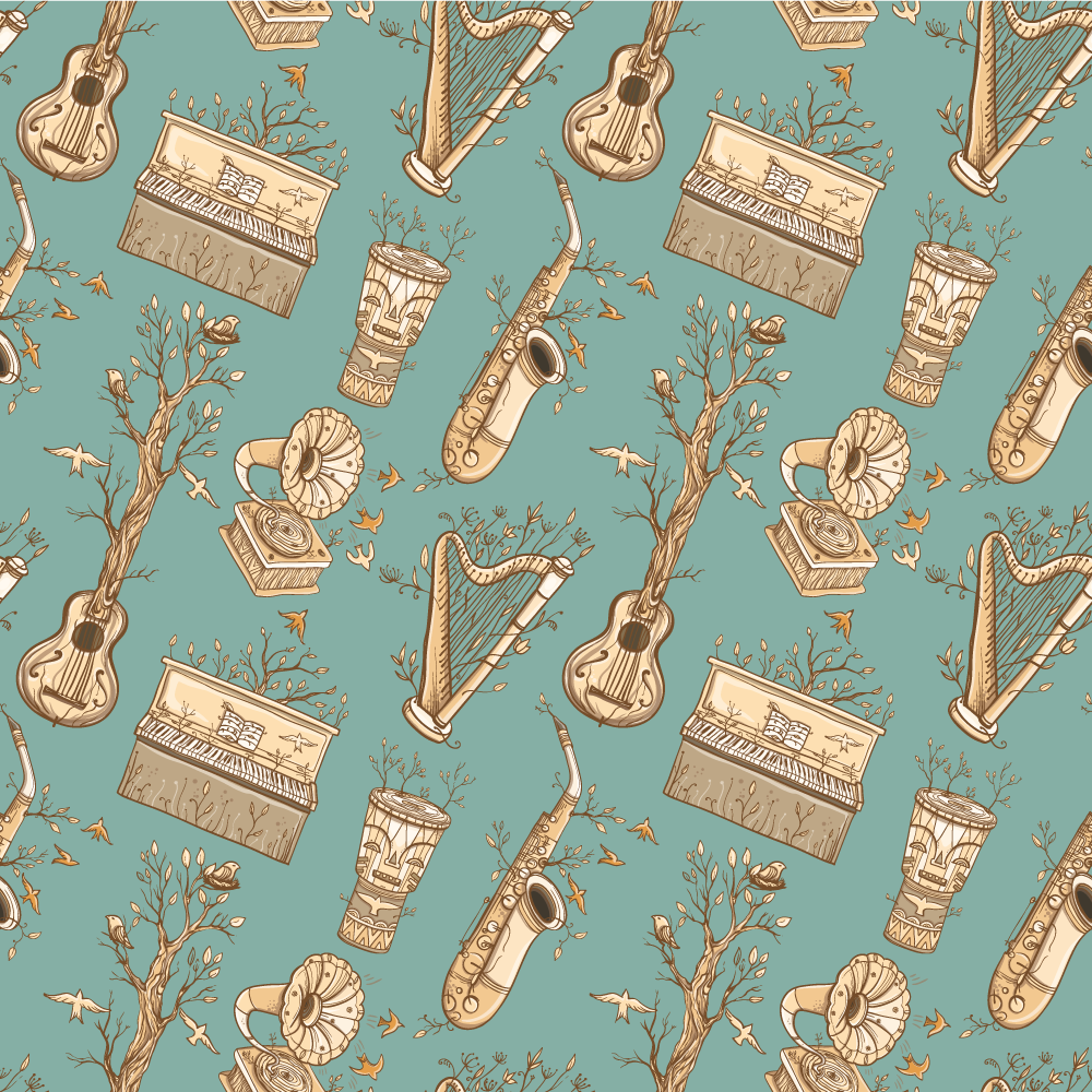 乙烯基地毯与乐器概念结合设计 - TenStickers