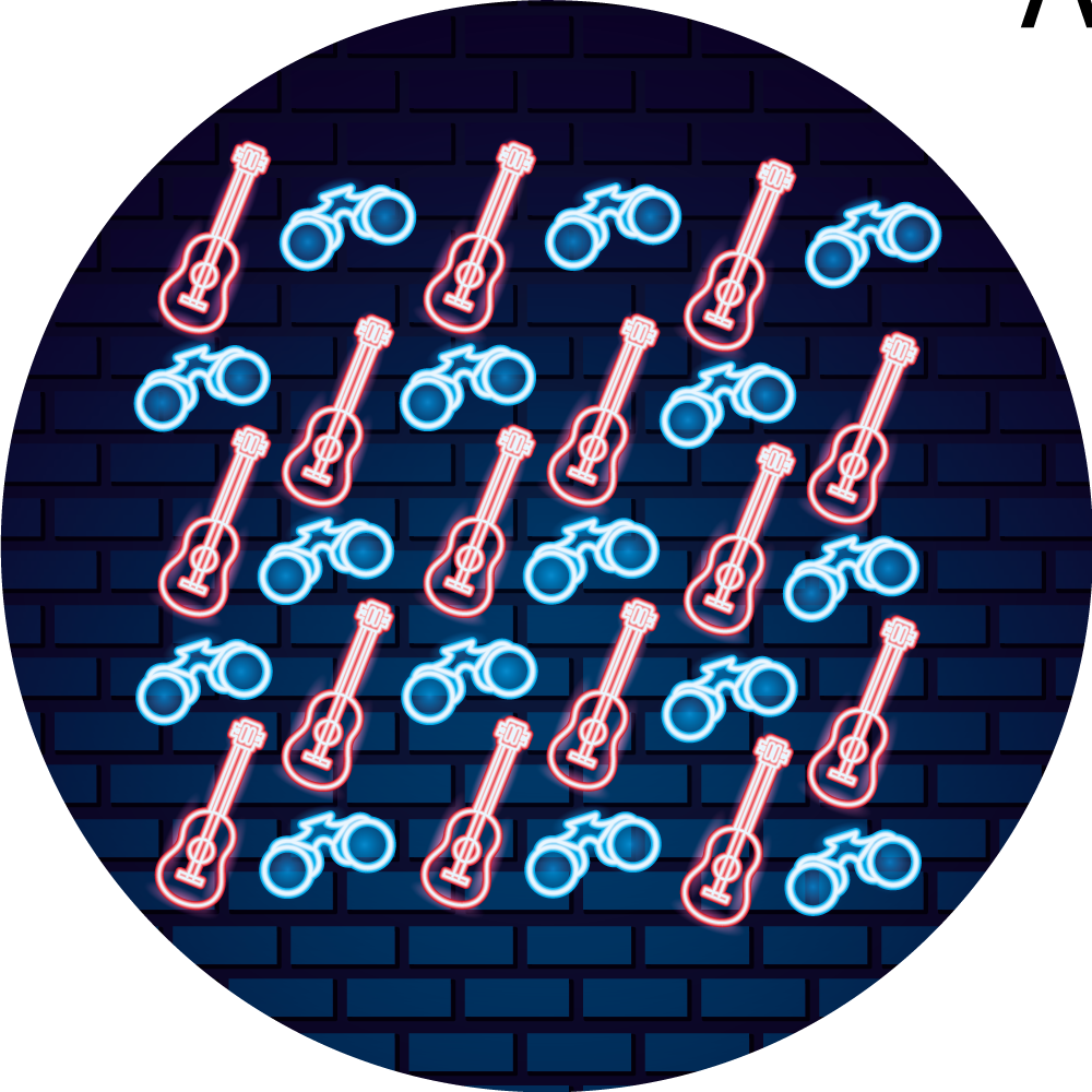 乙烯基地毯 霓虹音乐图案 - TenStickers