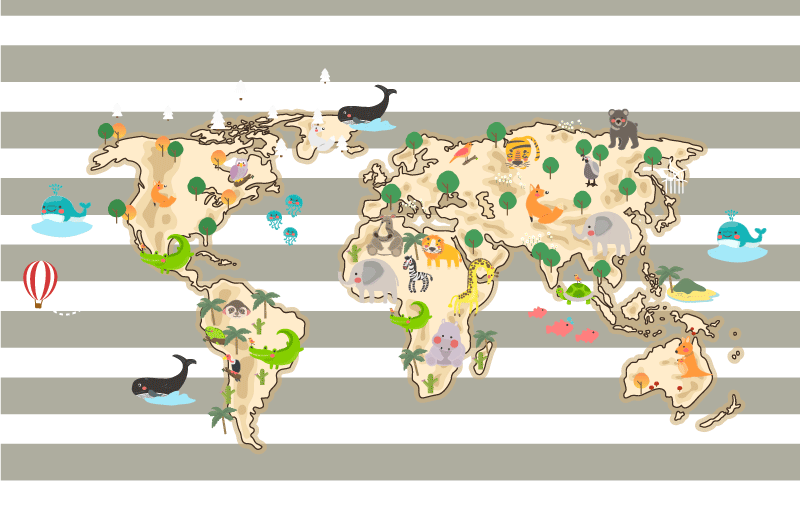 乙烯基地毯色彩斑斓的动物插图 - TenStickers