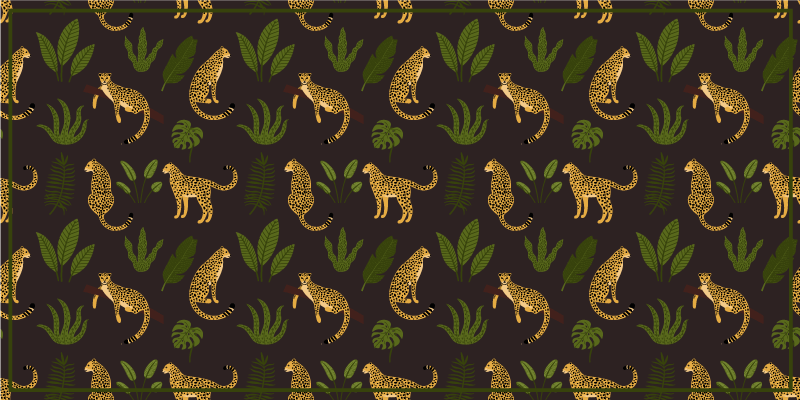 乙烯基地毯动物印花豹子叶子图案 - TenStickers